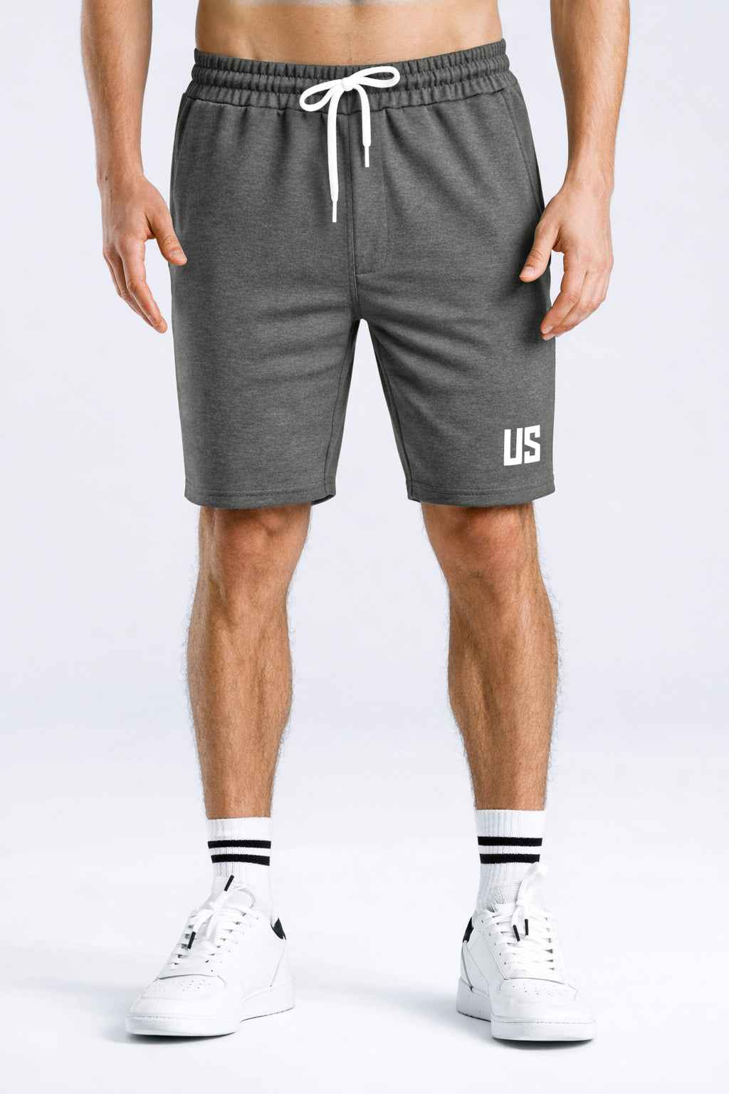 Krótkie męskie spodenki dresowe szare - Portland