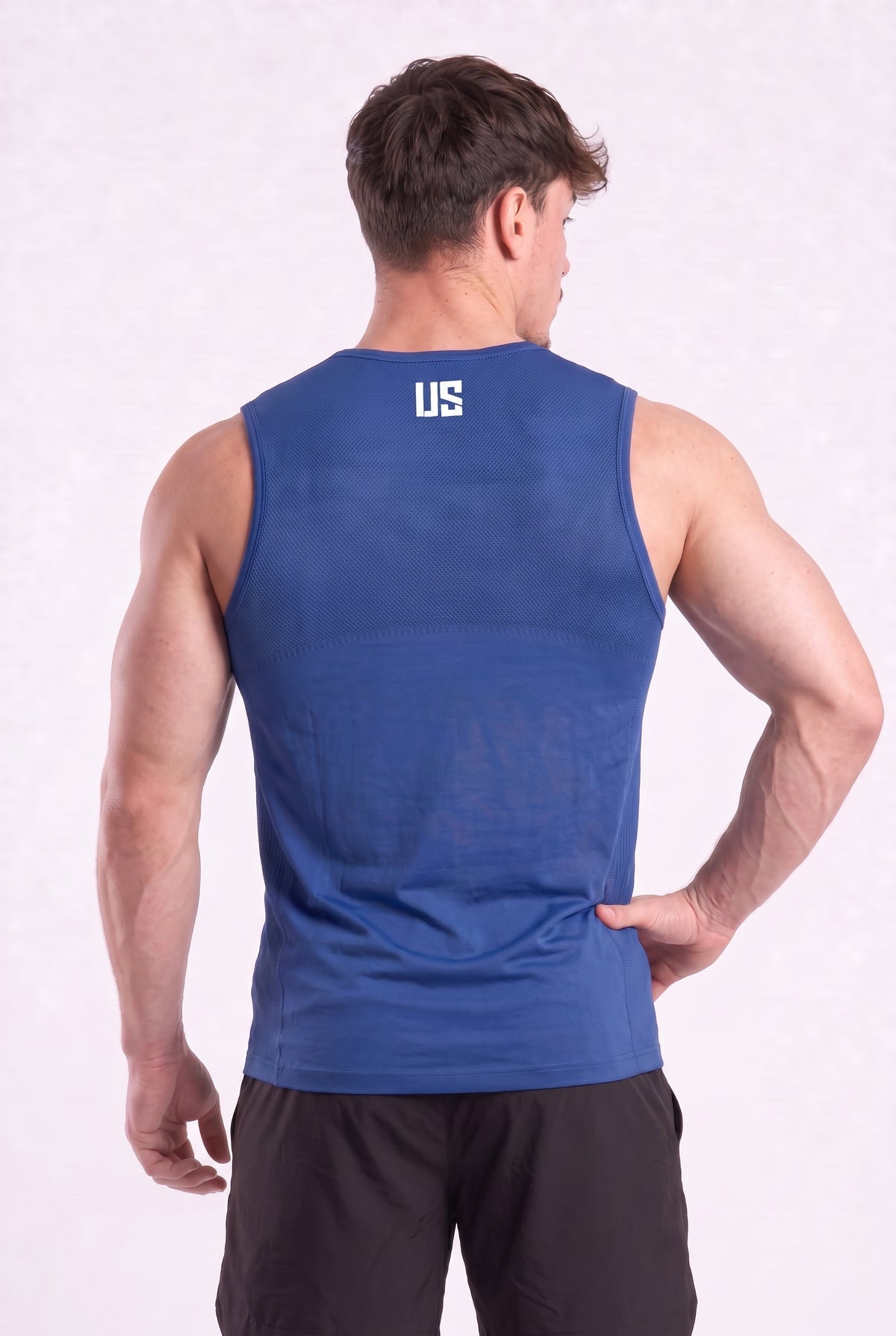 Tank Top męski bezszwowy techniczny kobaltowy - Denver