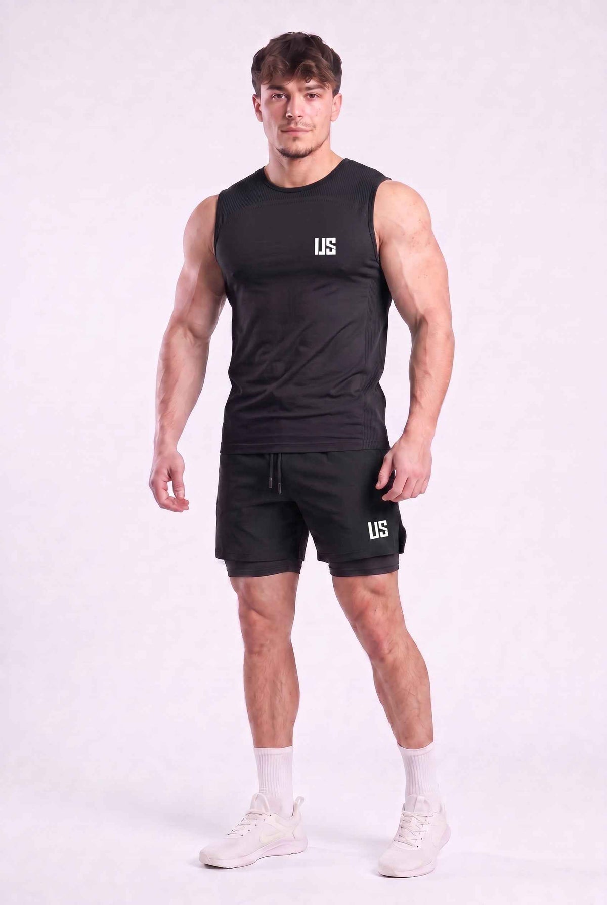 Tank Top męski bezszwowy techniczny czarny - Denver