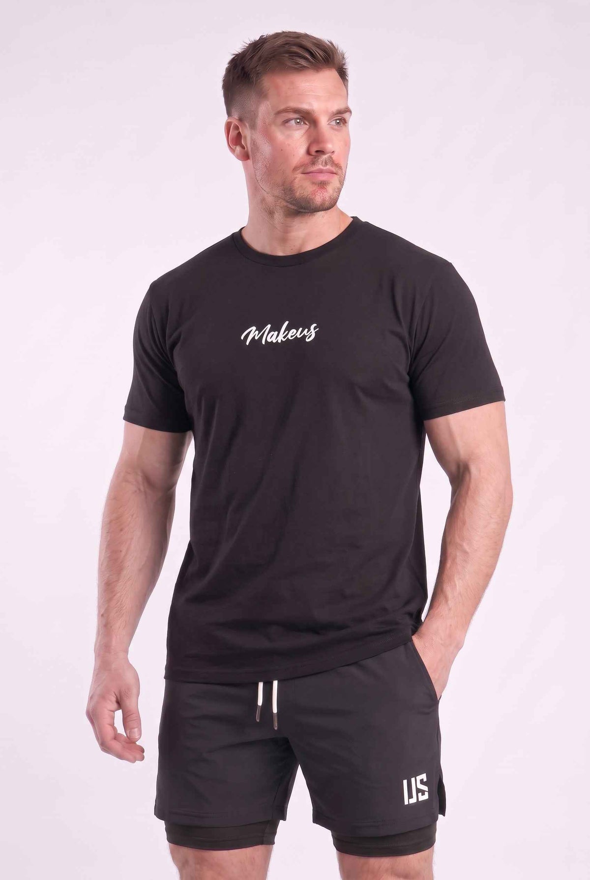 T-shirt męski bezszwowy bawełniany czarny - MAKEUS Tampa
