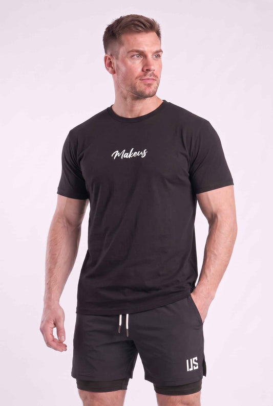 T-shirt męski bezszwowy bawełniany czarny - MAKEUS Tampa