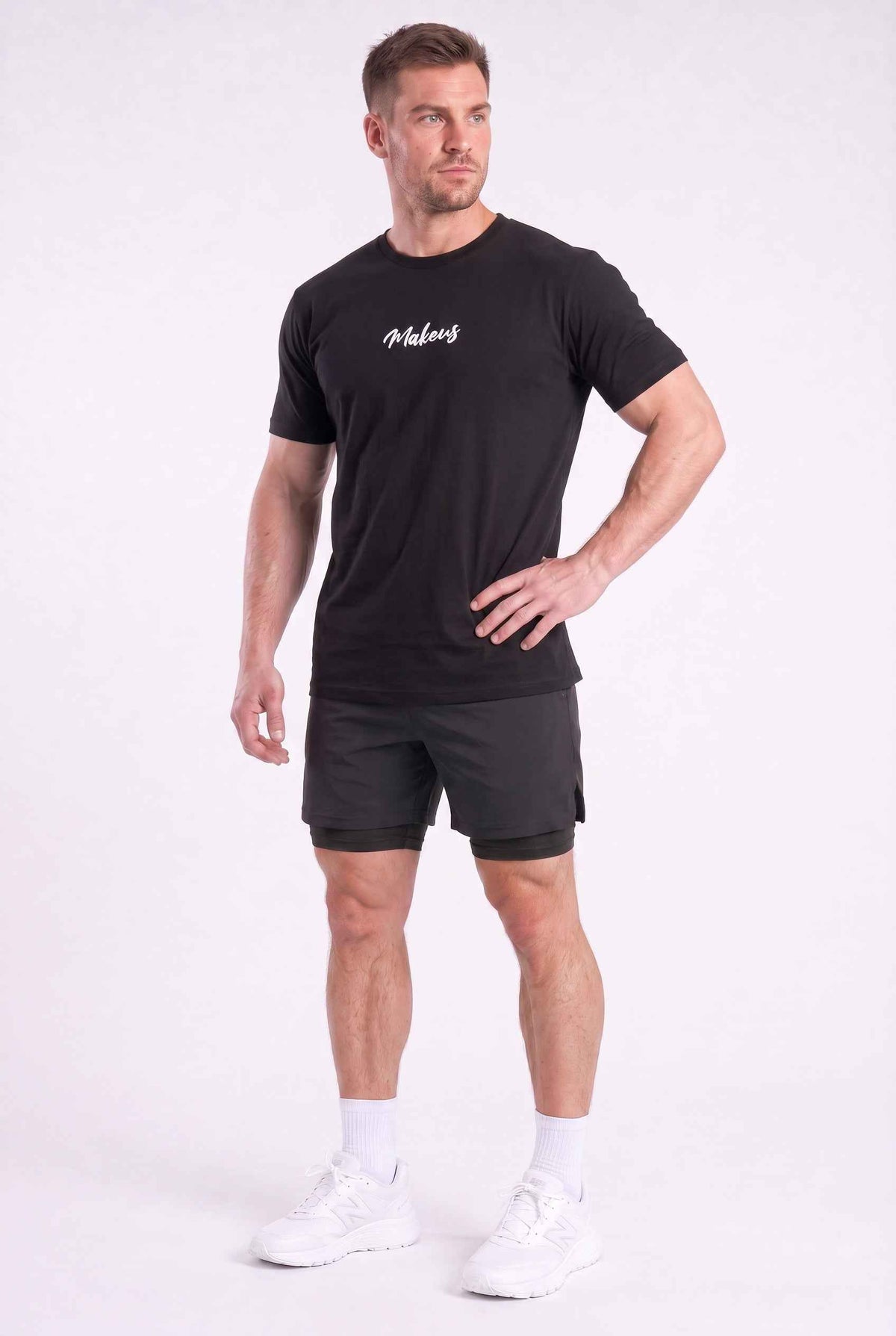 T-shirt męski bezszwowy bawełniany czarny - MAKEUS Tampa