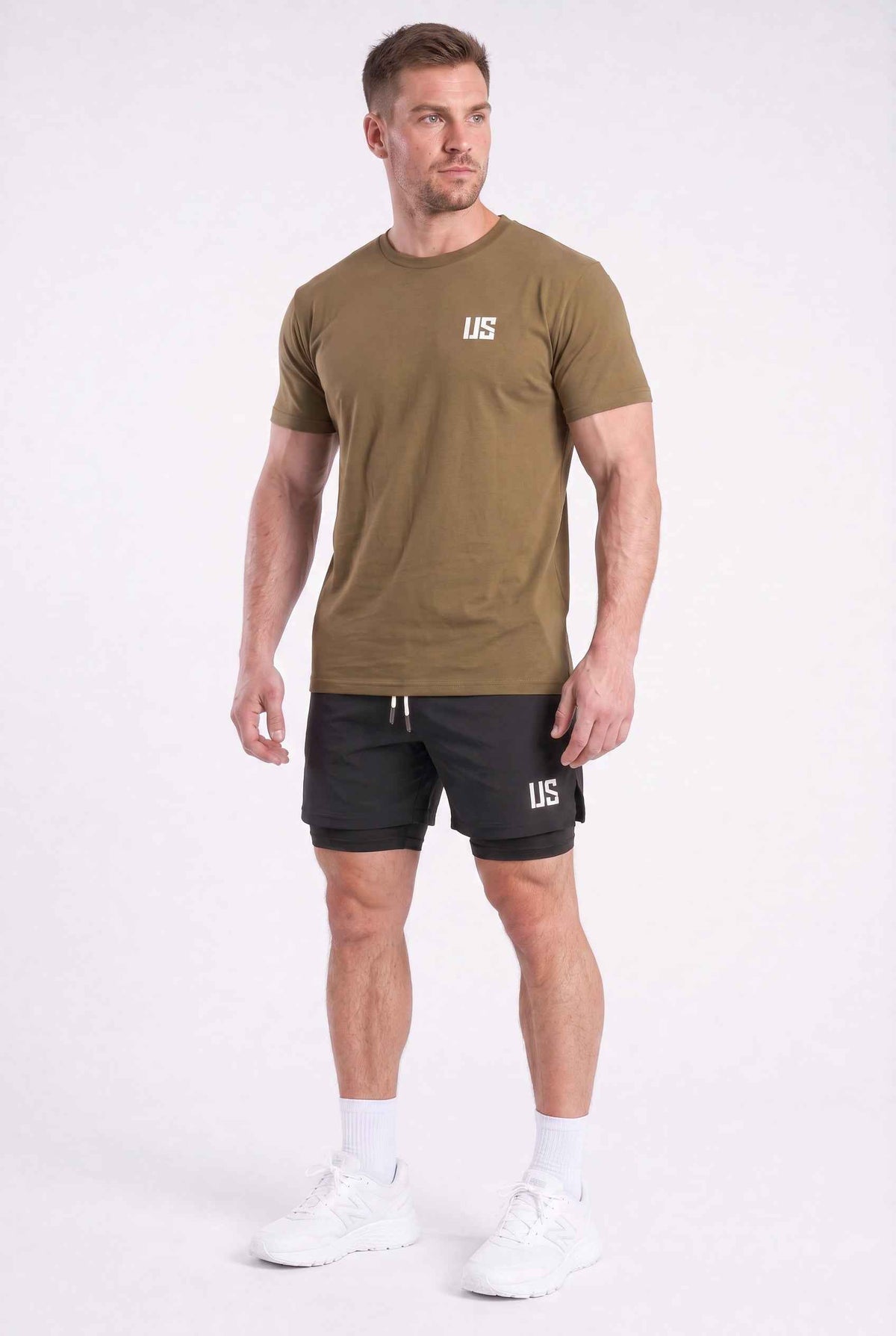 T-shirt męski bezszwowy bawełniany khaki - US Tampa