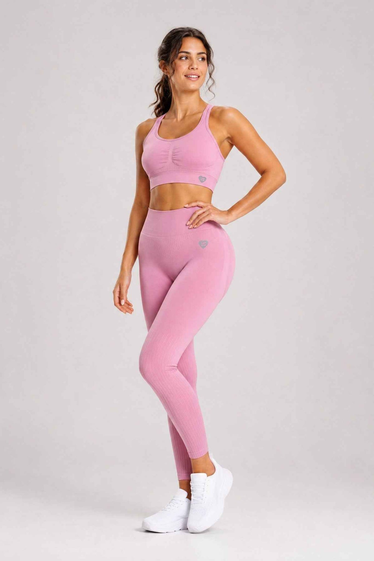 Biustonosz sportowy bezszwowy odkryte plecy dusty rose - Nevada