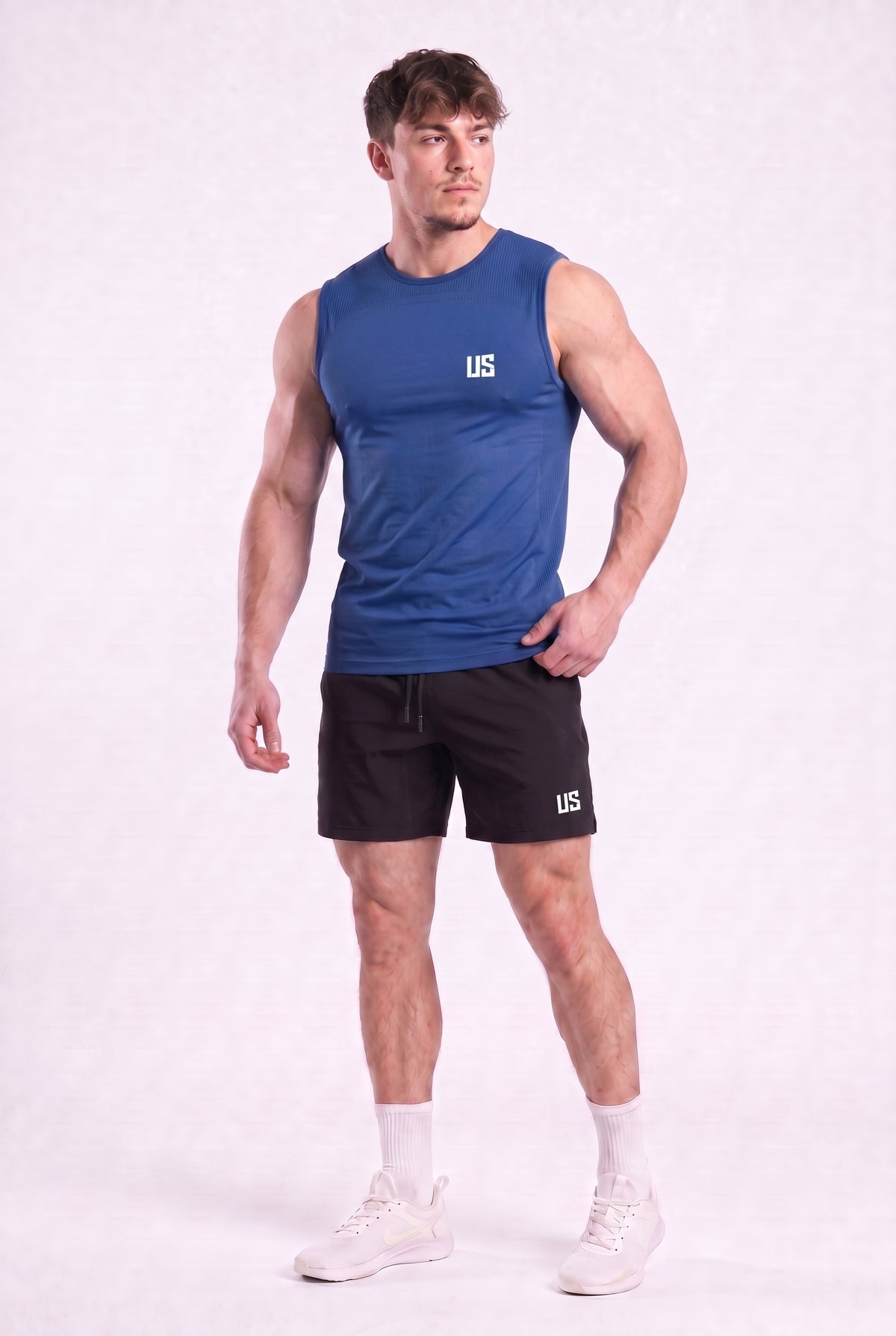 Tank Top męski bezszwowy techniczny kobaltowy - Denver