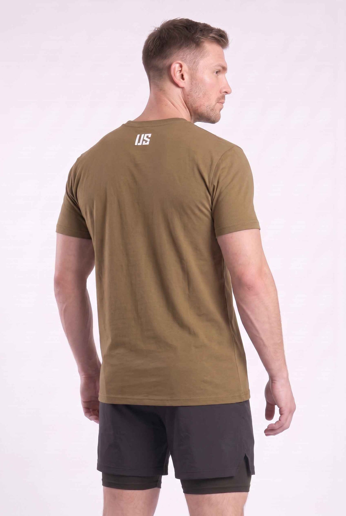 T-shirt męski bezszwowy bawełniany khaki - US Tampa