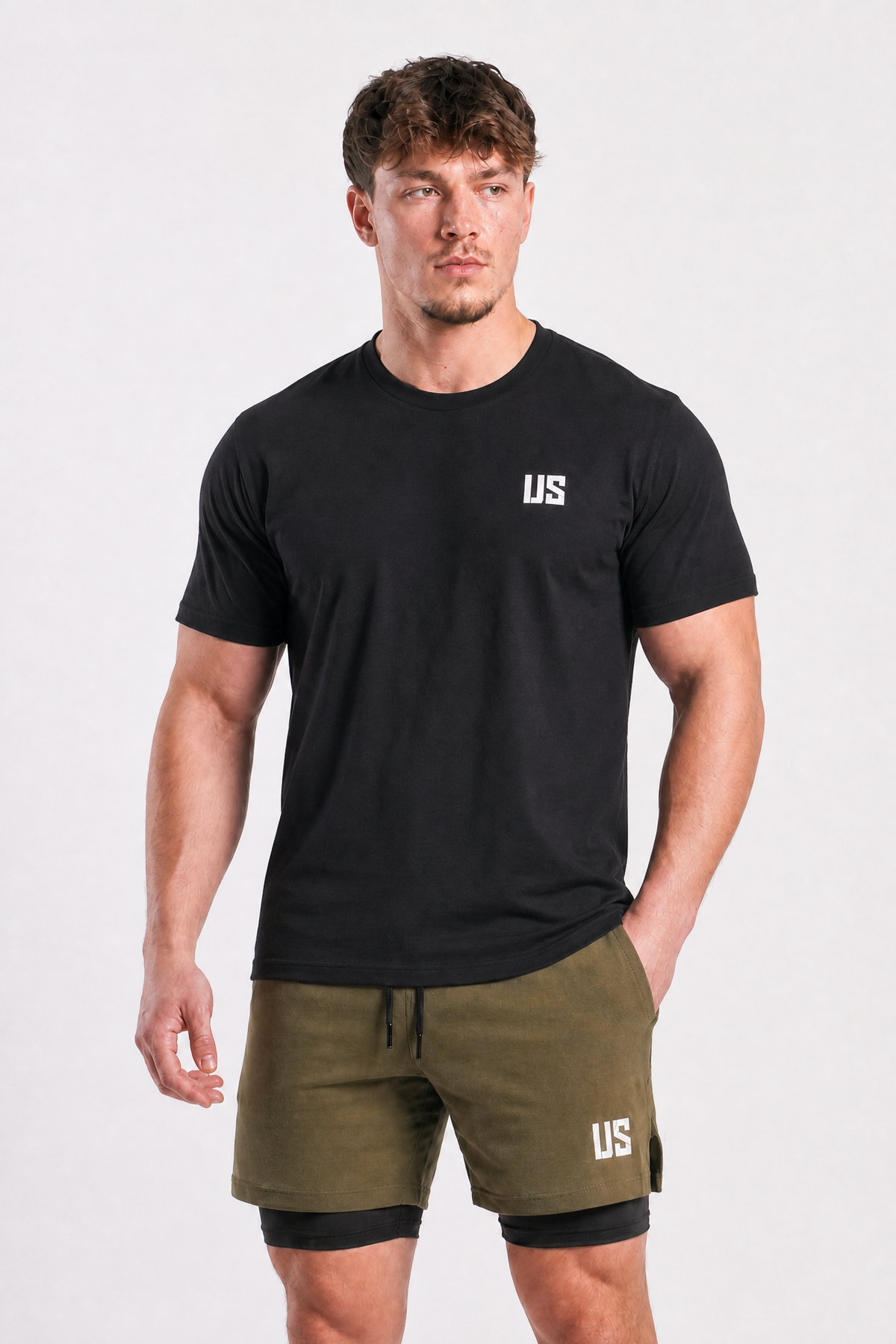 T-shirt męski bezszwowy bawełniany czarny - US Tampa