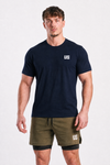 T-shirt męski bezszwowy bawełniany granatowy - US Tampa