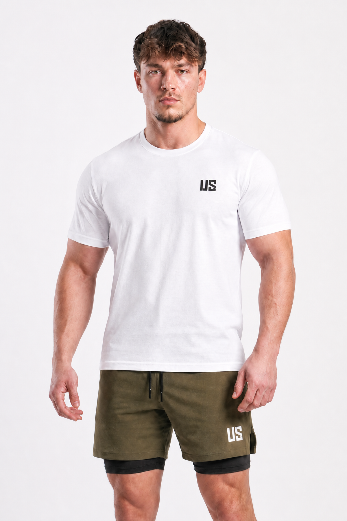 T-shirt męski bezszwowy bawełniany biały - US Tampa