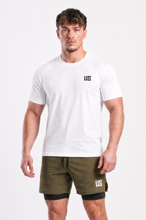 T-shirt męski bezszwowy bawełniany biały - US Tampa