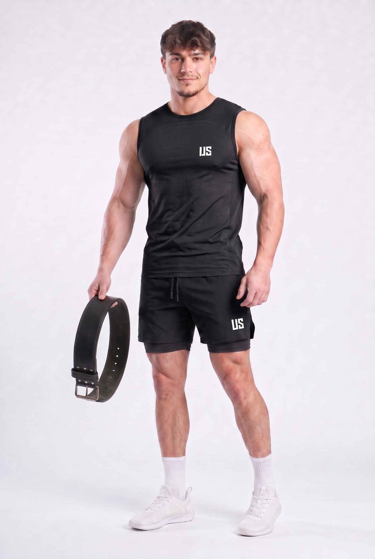 Tank Top męski bezszwowy techniczny czarny - Denver