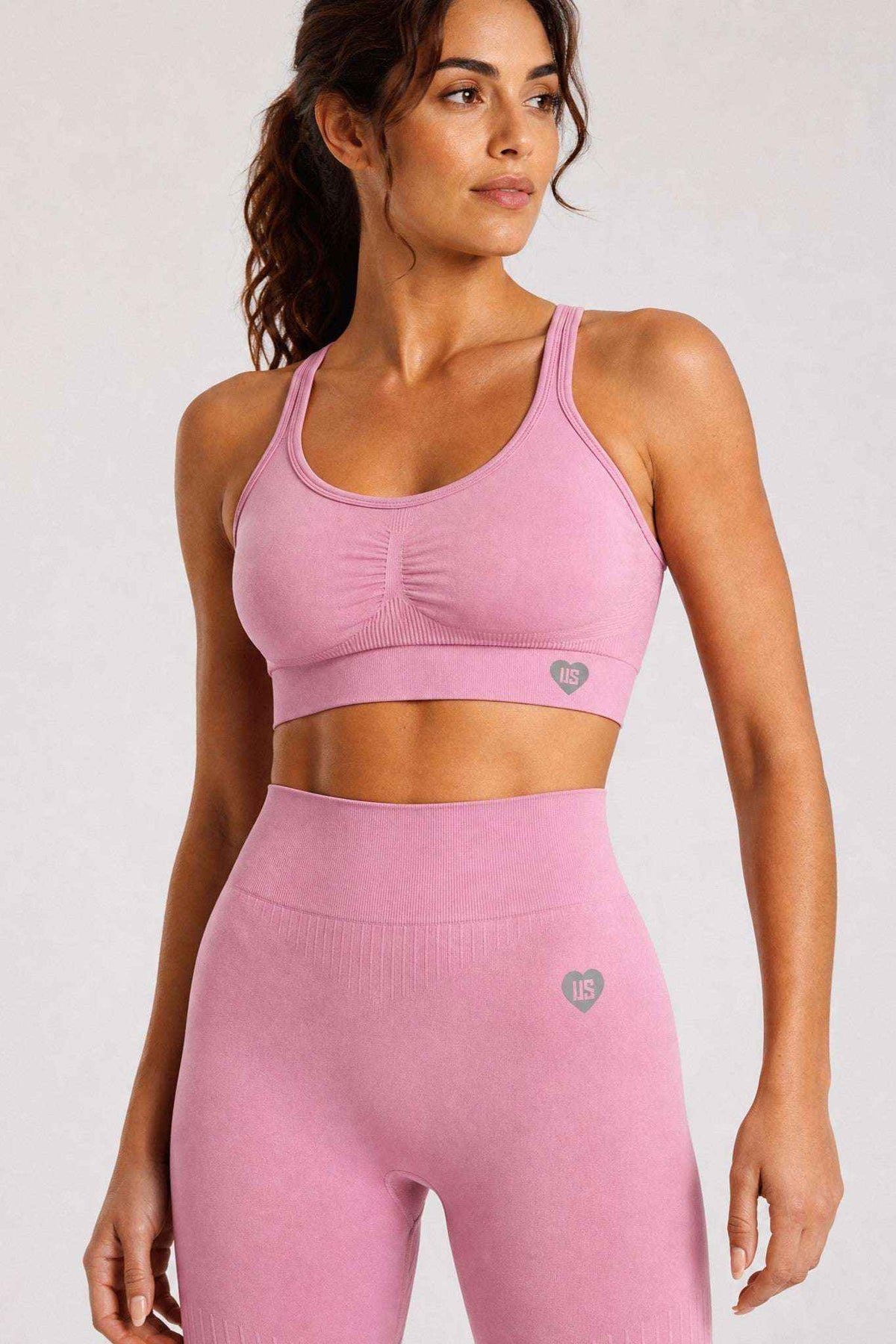 Biustonosz sportowy bezszwowy odkryte plecy dusty rose - Nevada