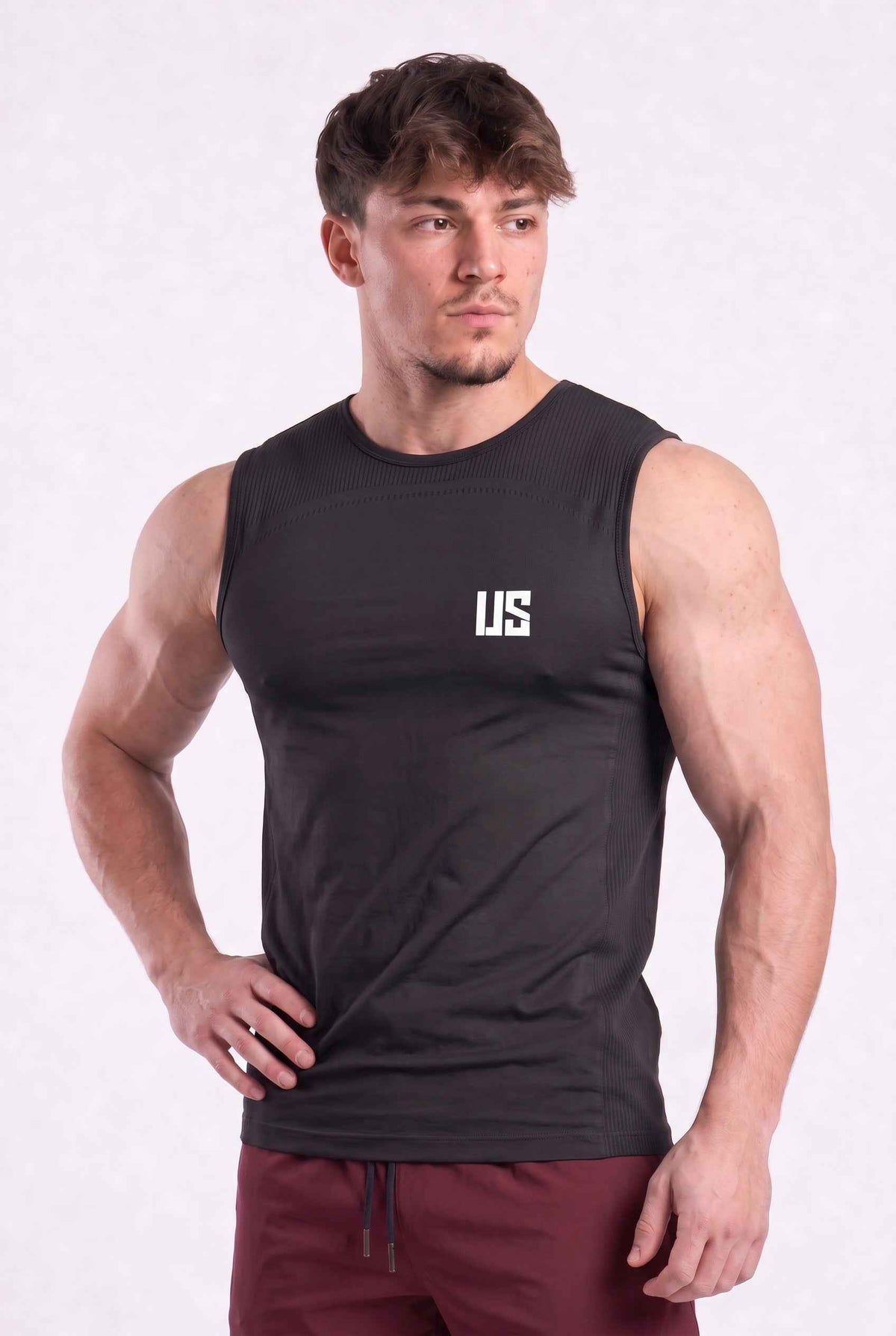 Tank Top męski bezszwowy techniczny czarny - Denver