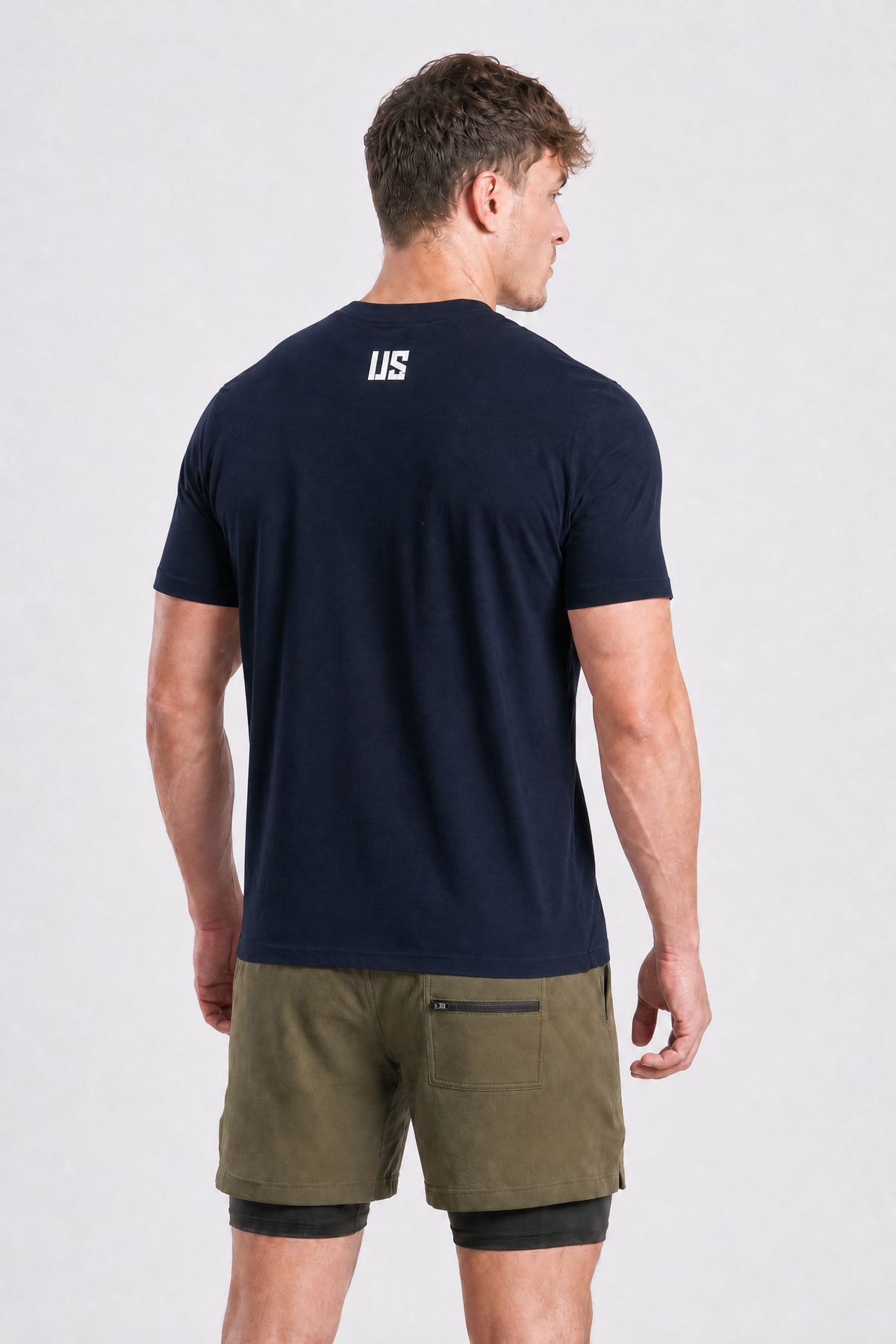 T-shirt męski bezszwowy bawełniany granatowy - US Tampa