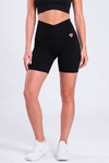 Szorty bezszwowe prążkowane asymetryczne V CUT czarne - Venice