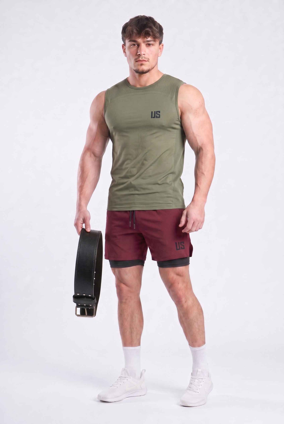 Tank Top męski bezszwowy techniczny khaki - Denver