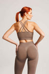 Zestaw bezszwowy PUSH UP PRO II top + legginsy latte - Nevada