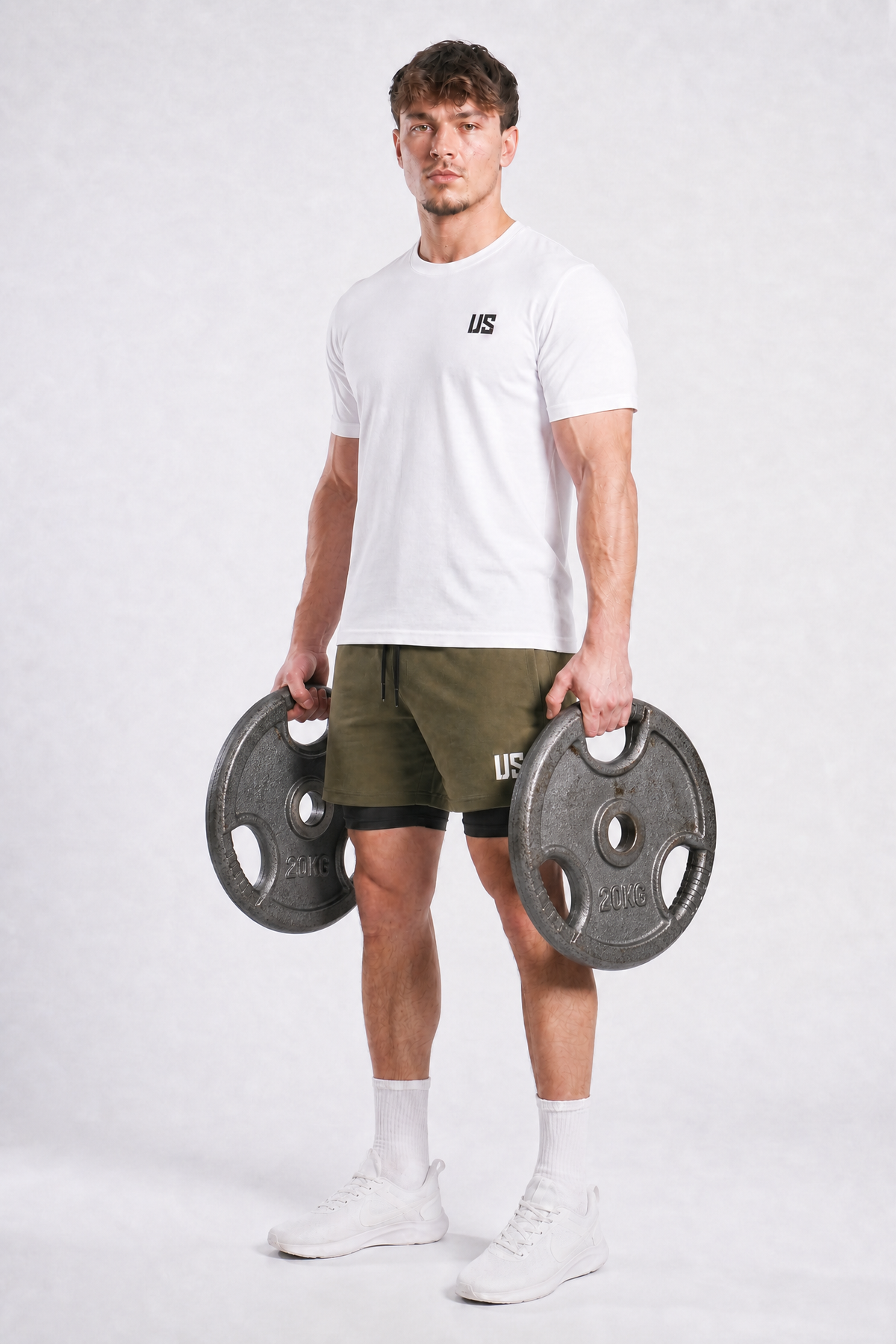 T-shirt męski bezszwowy bawełniany biały - US Tampa