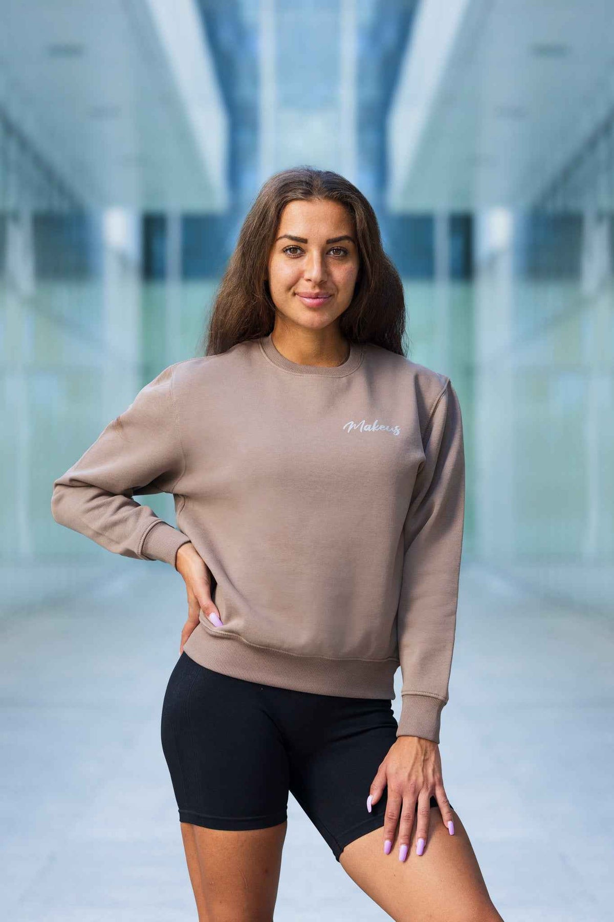 Damska bluza dresowa bez kaptura latte - Marietta