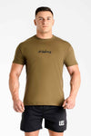 T-shirt męski bezszwowy bawełniany khaki - MAKEUS Tampa