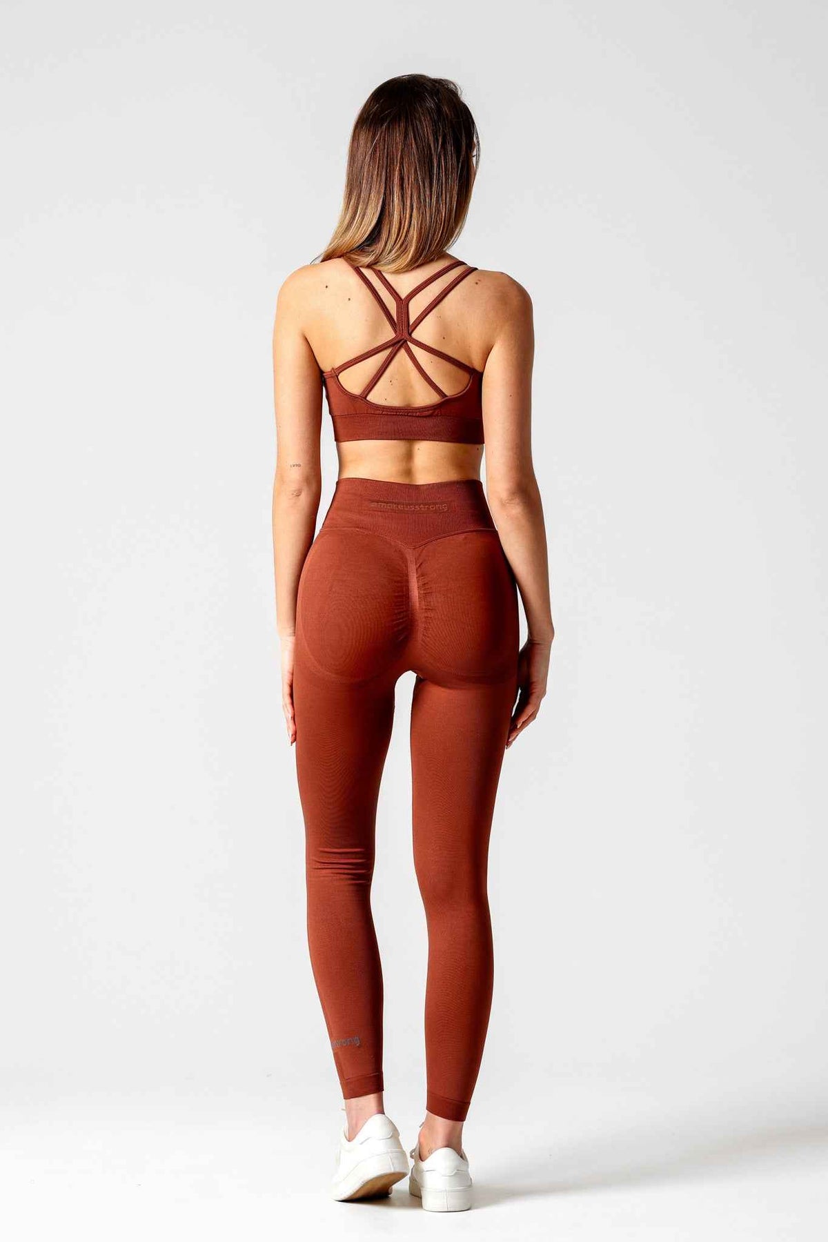 Legginsy bezszwowe PUSH UP PRO kasztanowe - Georgia