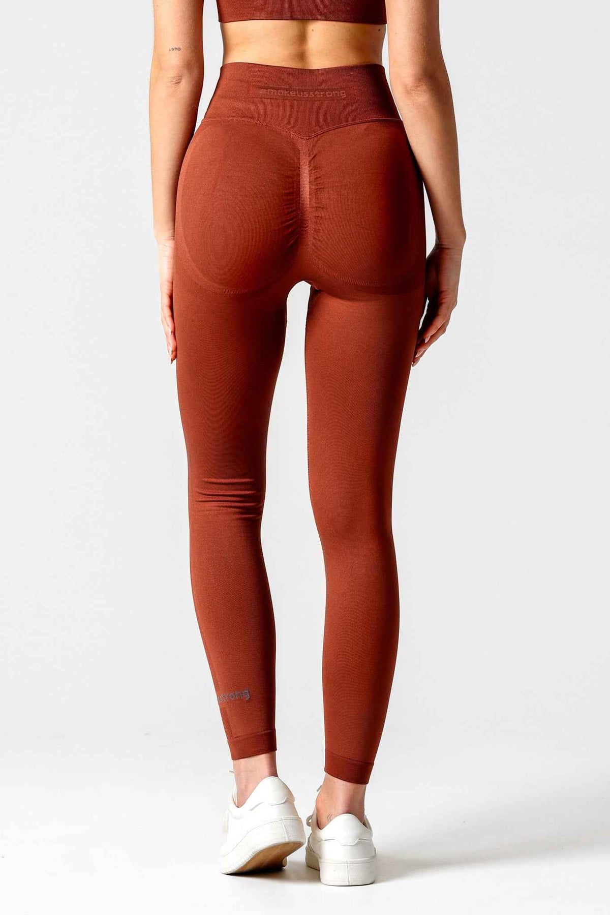Legginsy bezszwowe PUSH UP PRO kasztanowe - Georgia