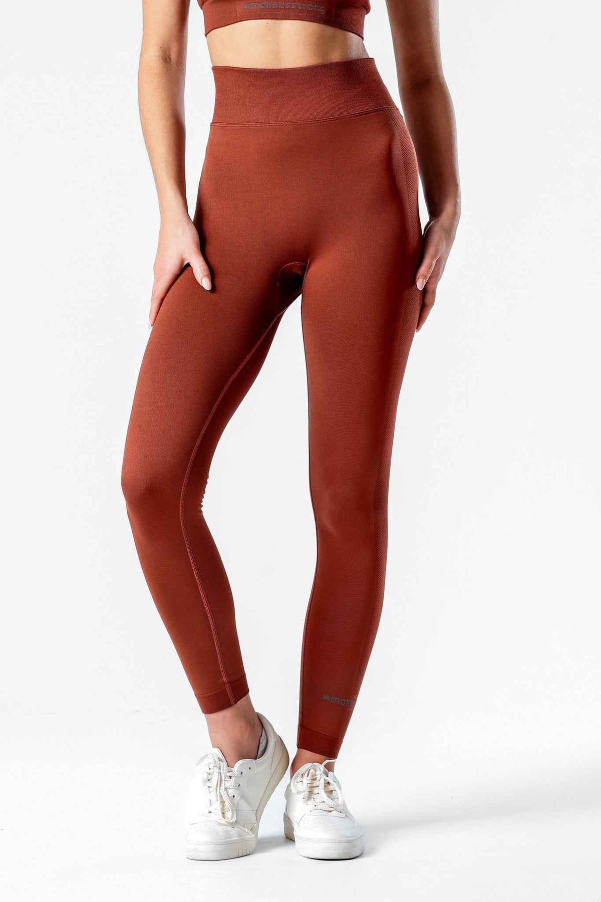 Legginsy bezszwowe PUSH UP PRO kasztanowe - Georgia