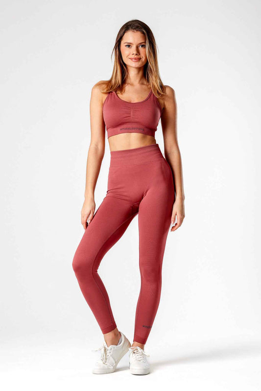 Zestaw bezszwowy PUSH UP PRO top + legginsy różowy - Georgia