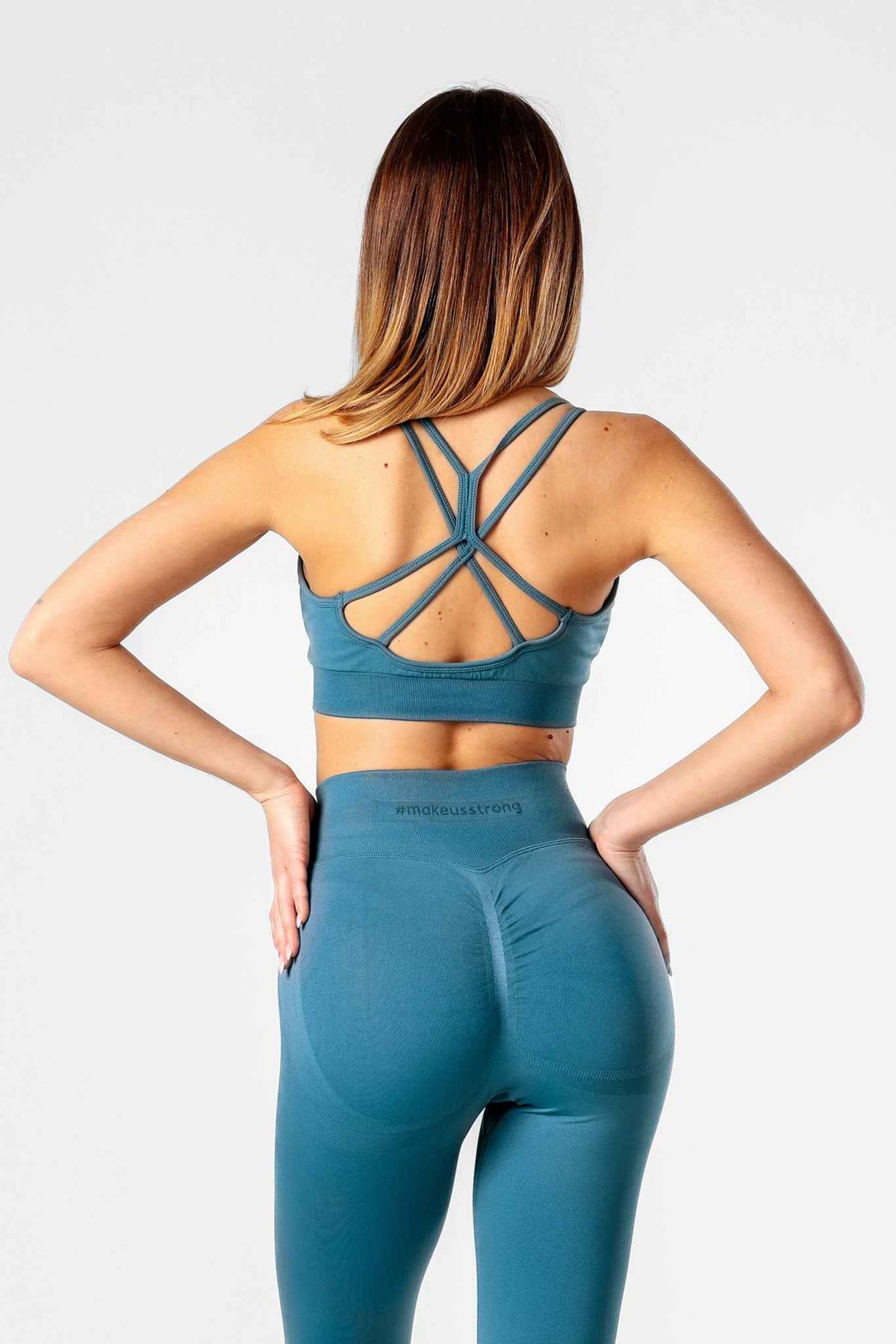 Legginsy bezszwowe PUSH UP PRO turkusowe - Georgia