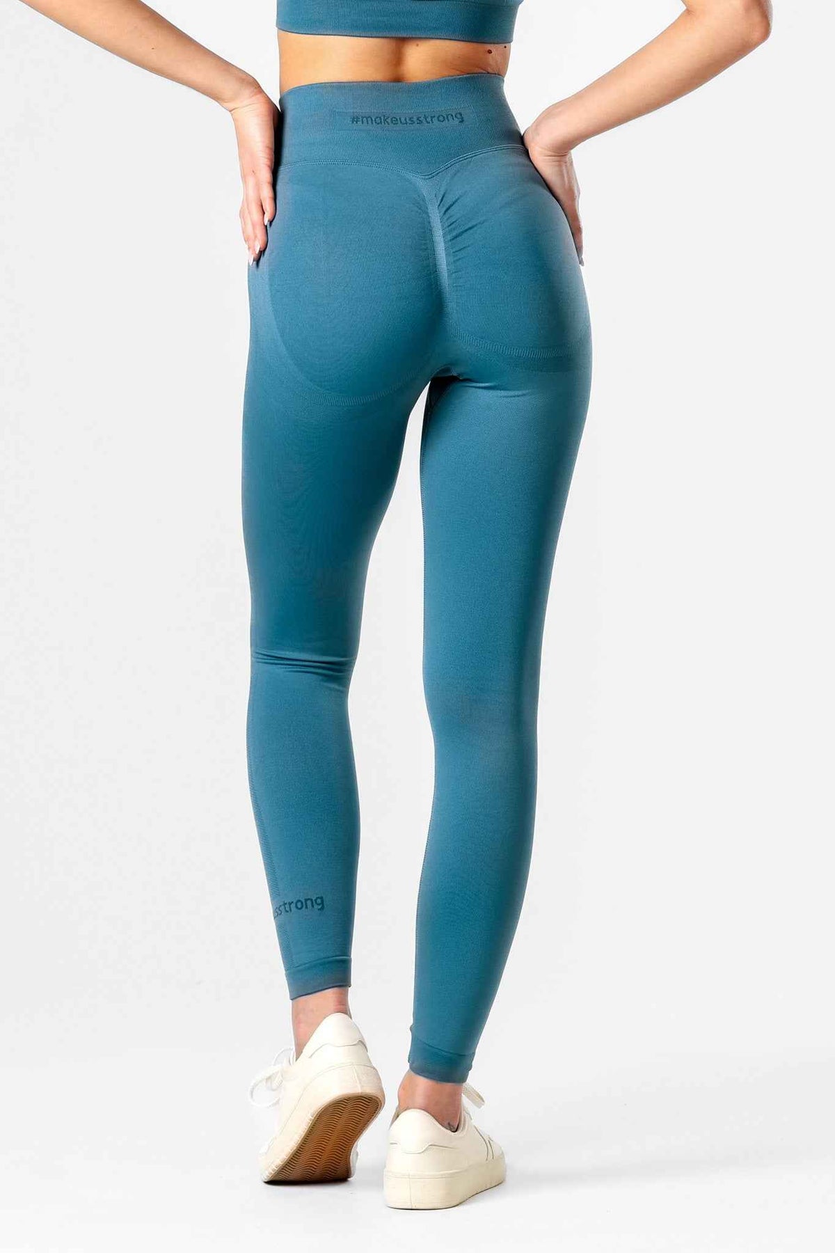 Legginsy bezszwowe PUSH UP PRO turkusowe - Georgia