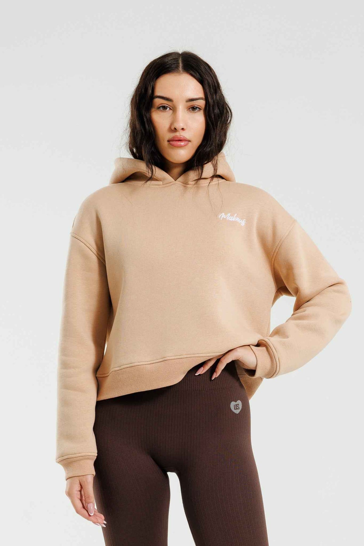 Damska bluza dresowa z kapturem beżowa - Everly SOFT PRO