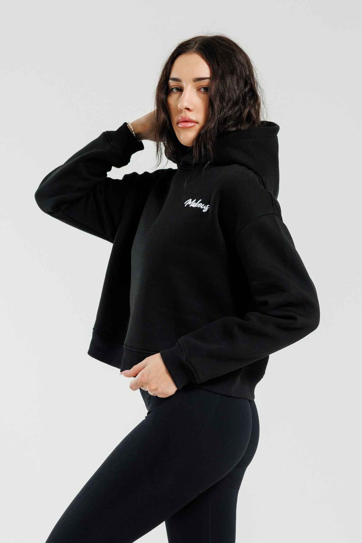 Damska bluza dresowa z kapturem czarna - Everly SOFT PRO