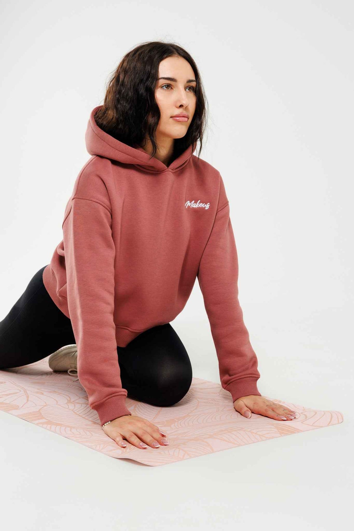 Damska bluza dresowa z kapturem brudny róż - Everly SOFT PRO