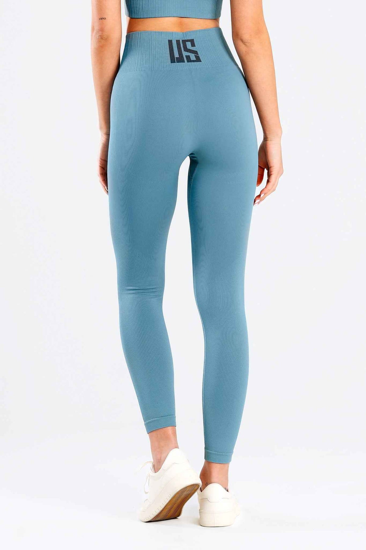 Legginsy bezszwowe sportowe niebieskie ocean - Soho