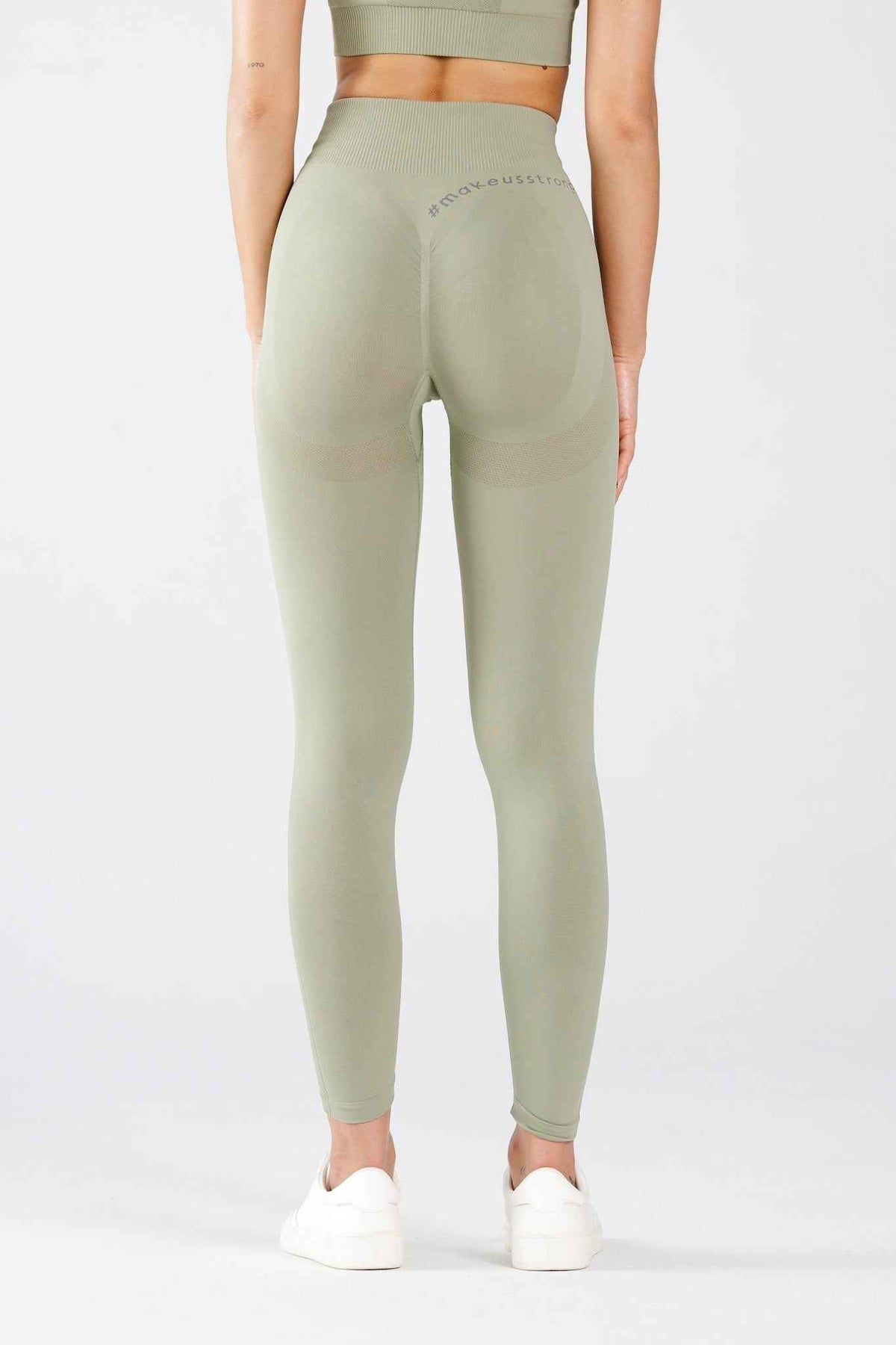 Zestaw bezszwowy sportowy top + legginsy PUSH UP sage - Florence