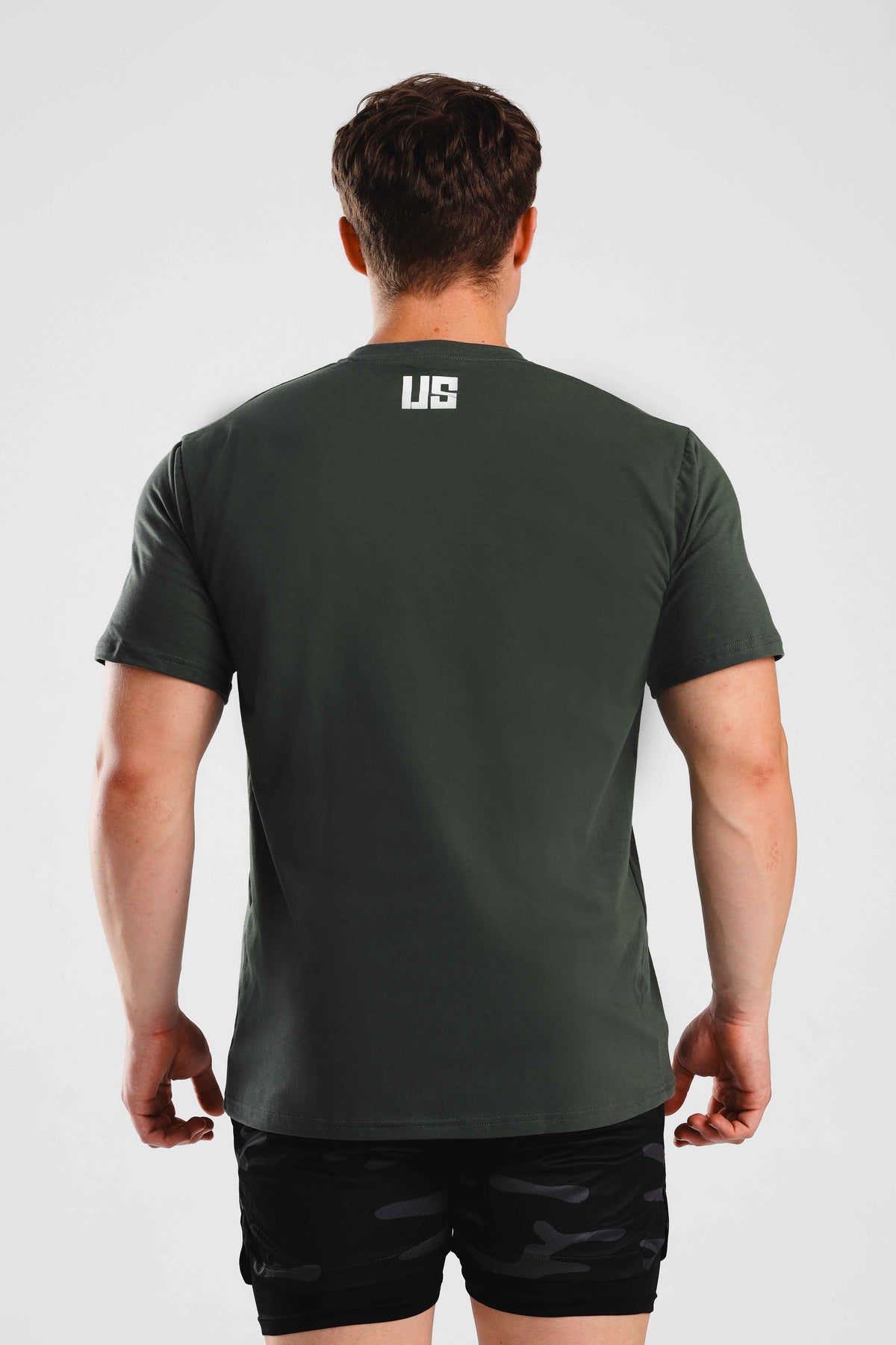 T-shirt męski bawełniany z nadrukiem khaki - MAKEUS