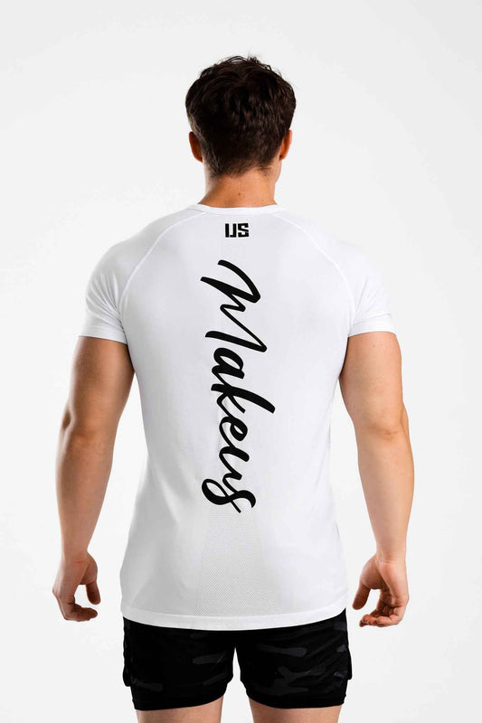 T-shirt męski bezszwowy techniczny biały - Colorado MAKEUS