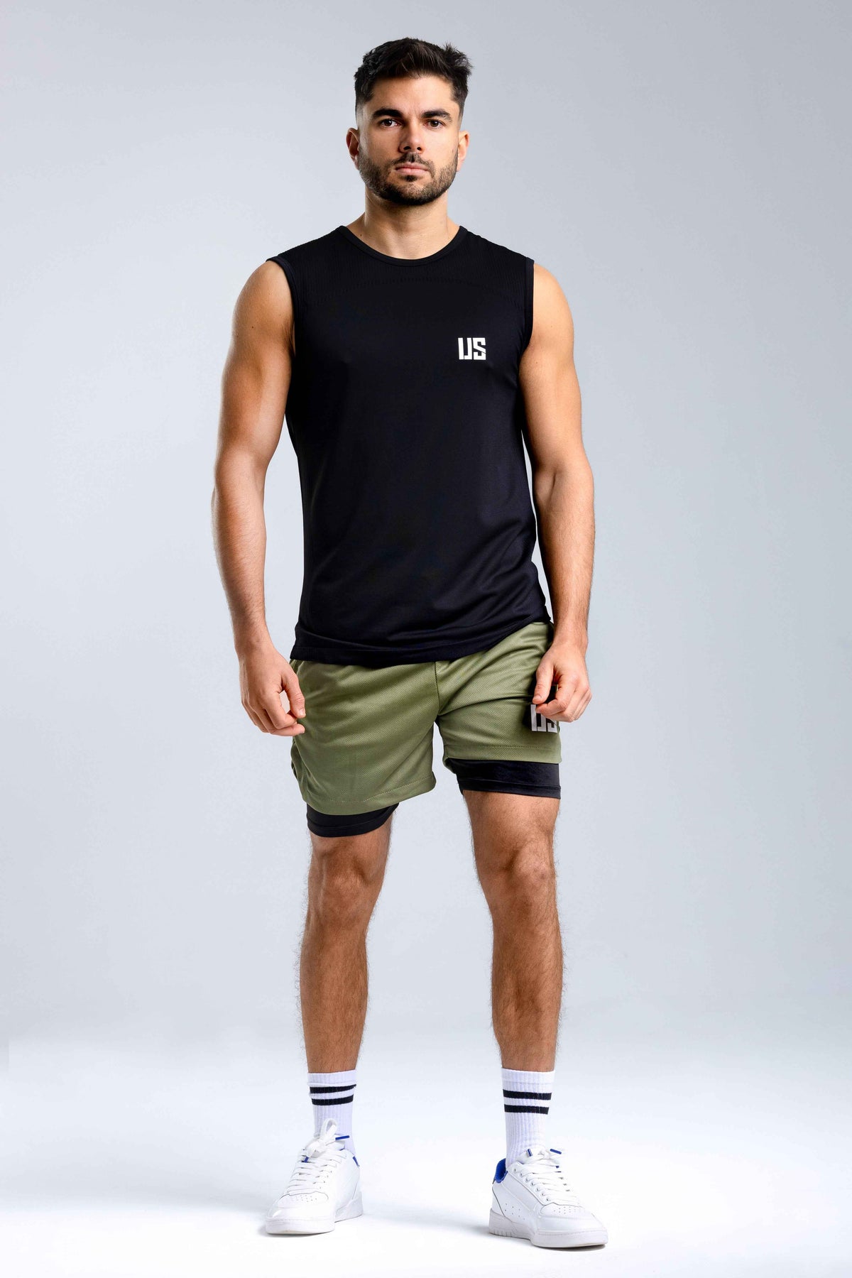 Zestaw męski tank top bezszwowy Denver/DNV + spodenki bawełniane - Portland