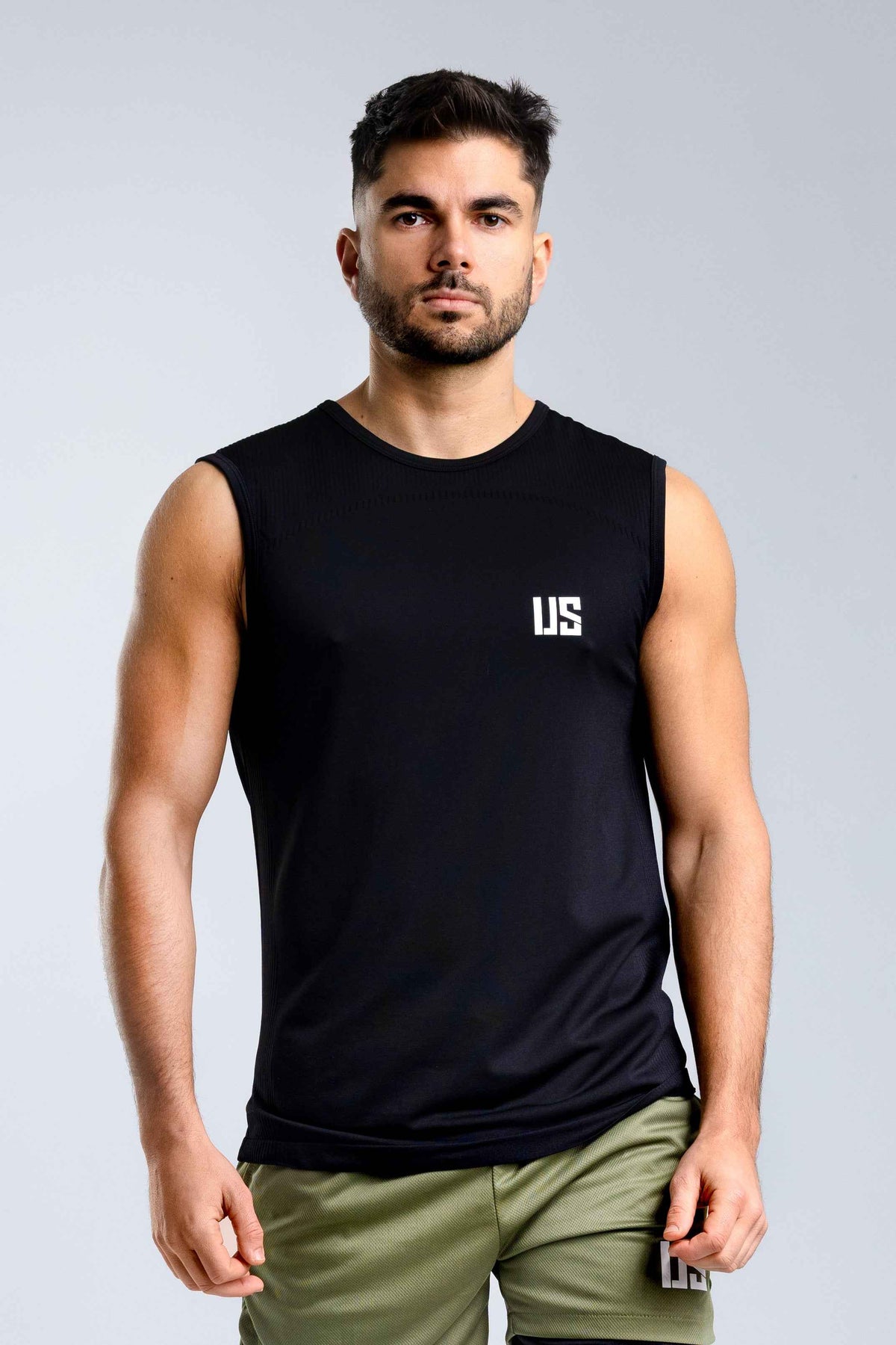 Zestaw męski tank top bezszwowy Denver/DNV + spodenki sportowe - Camp Cole