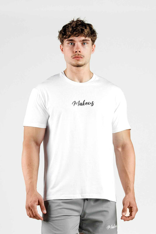T-shirt męski bezszwowy bawełniany biały - MAKEUS Tampa