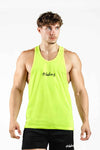 Tank Top męski na siłownię fluorescencyjny żółty z nadrukiem MAKEUS