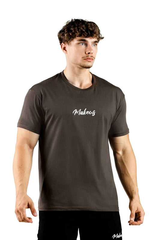T-shirt męski bezszwowy bawełniany grafitowy - MAKEUS Tampa
