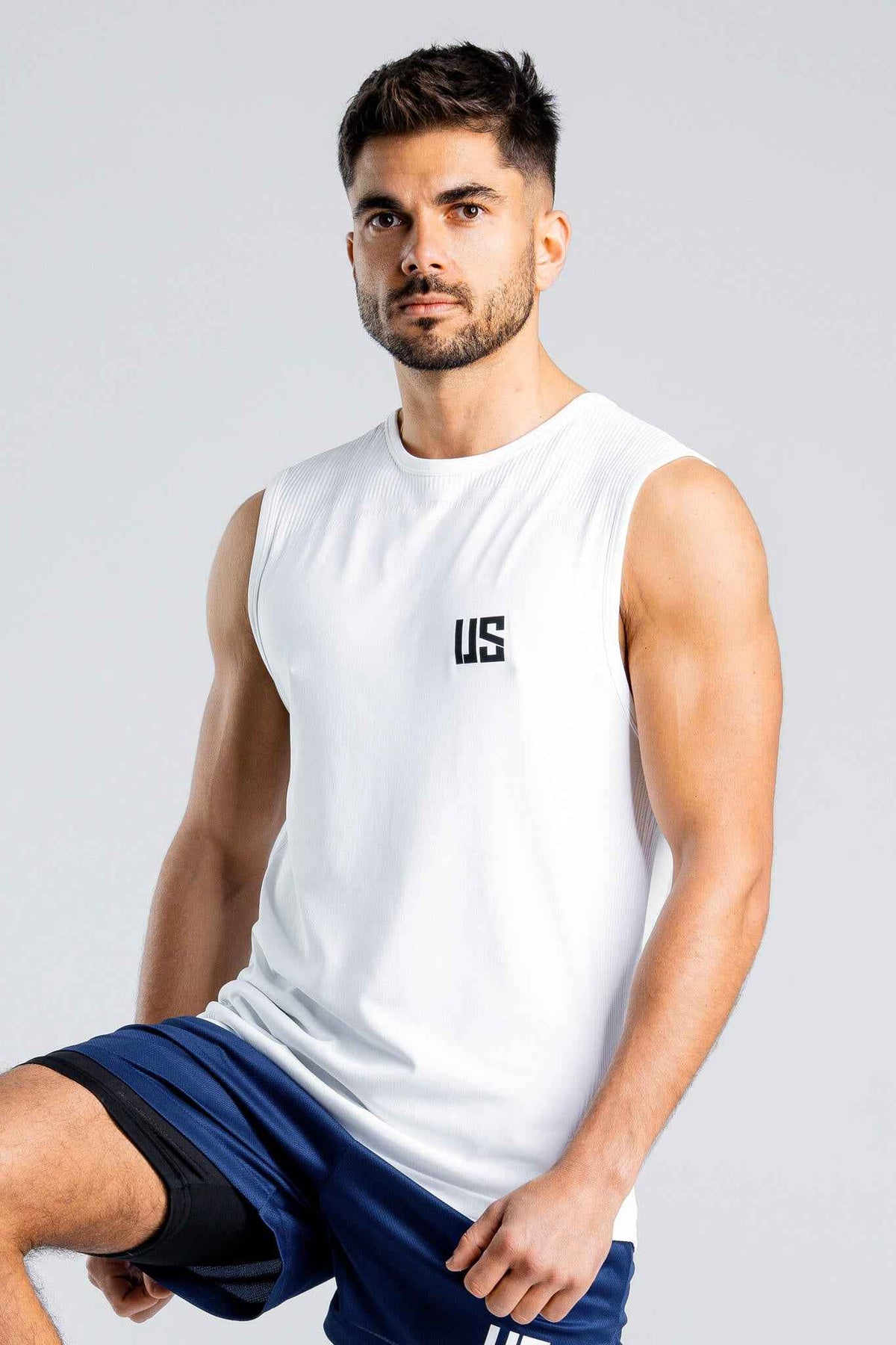 Zestaw męski tank top bezszwowy Denver/DNV + spodenki sportowe - Camp Cole