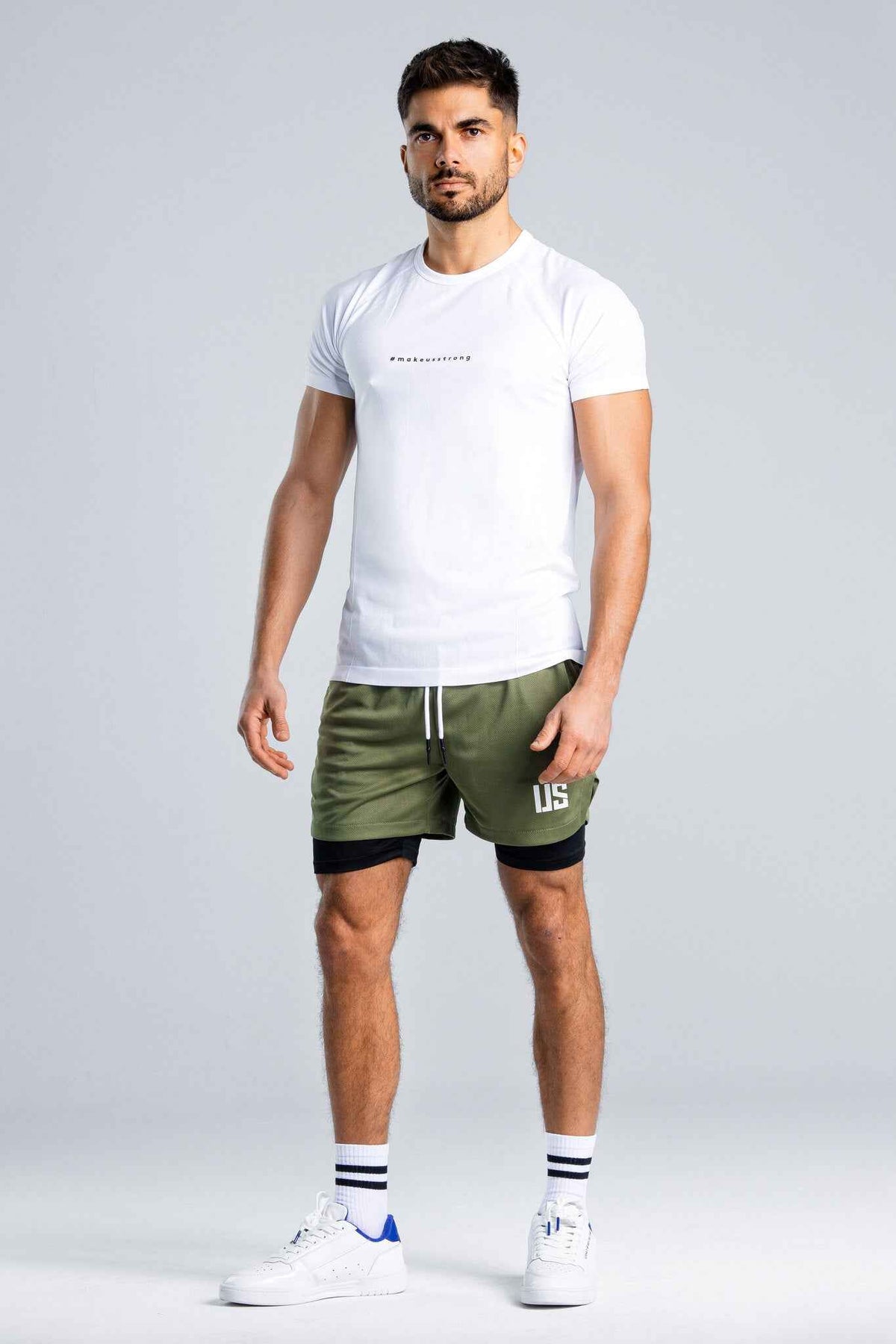 Spodenki treningowe 2w1 khaki Camp David