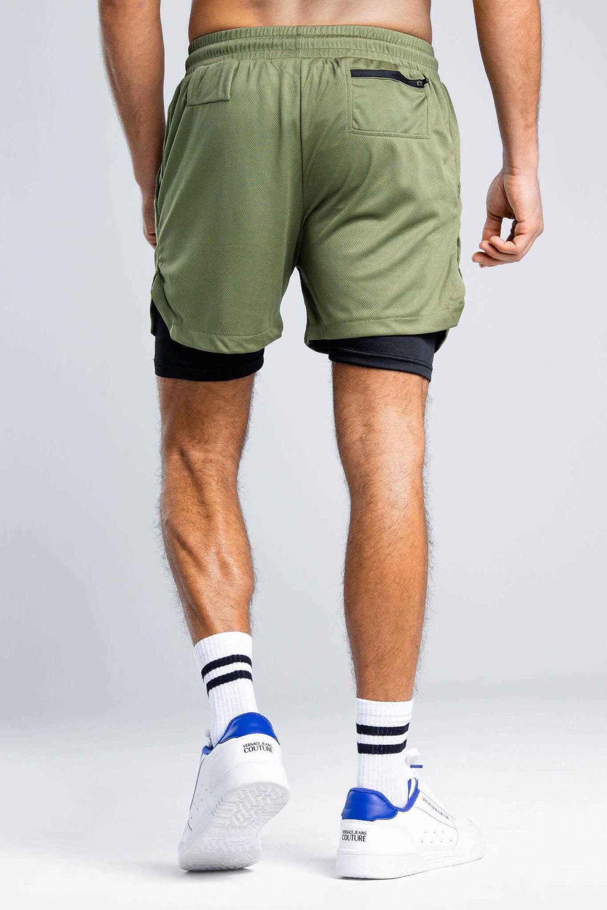 Spodenki męskie treningowe 2w1 khaki - Camp David