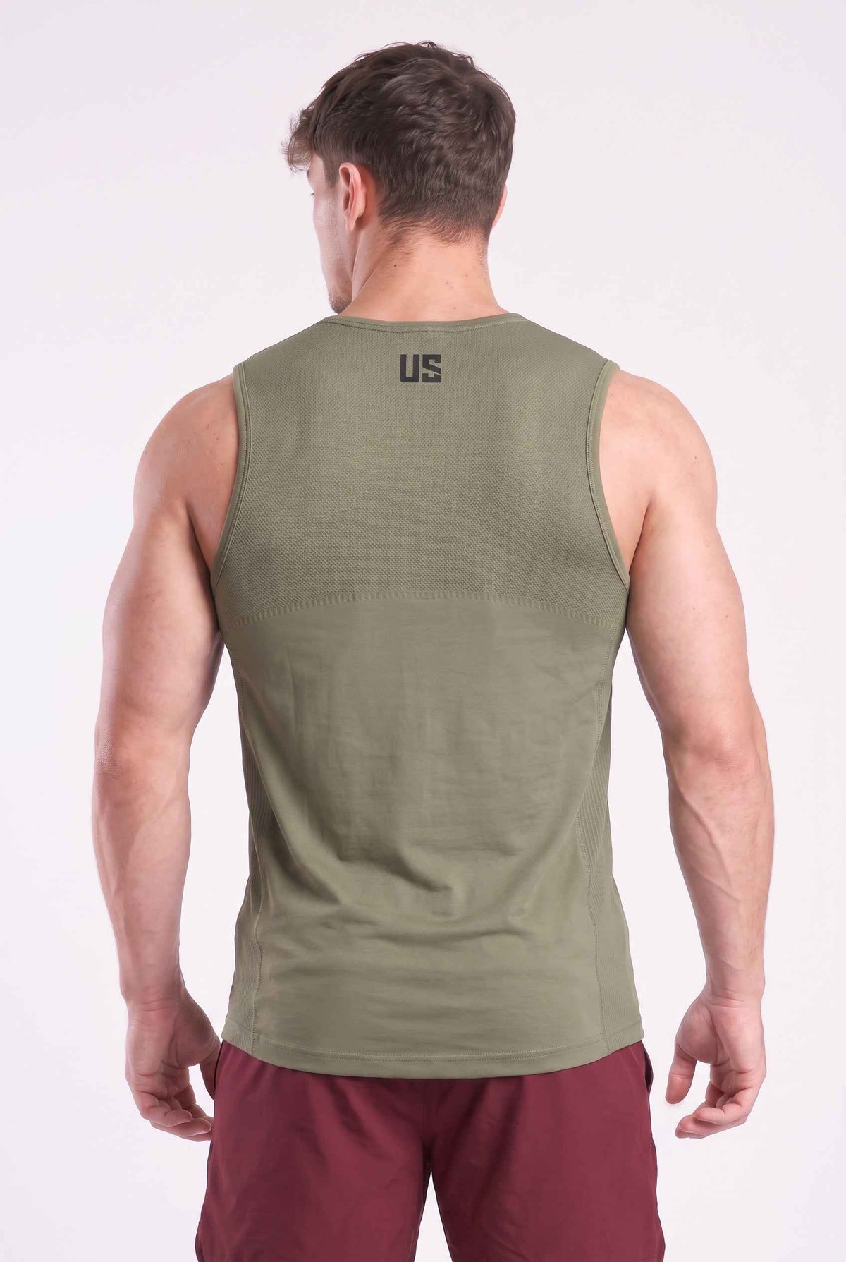 Tank Top męski bezszwowy techniczny khaki - Denver