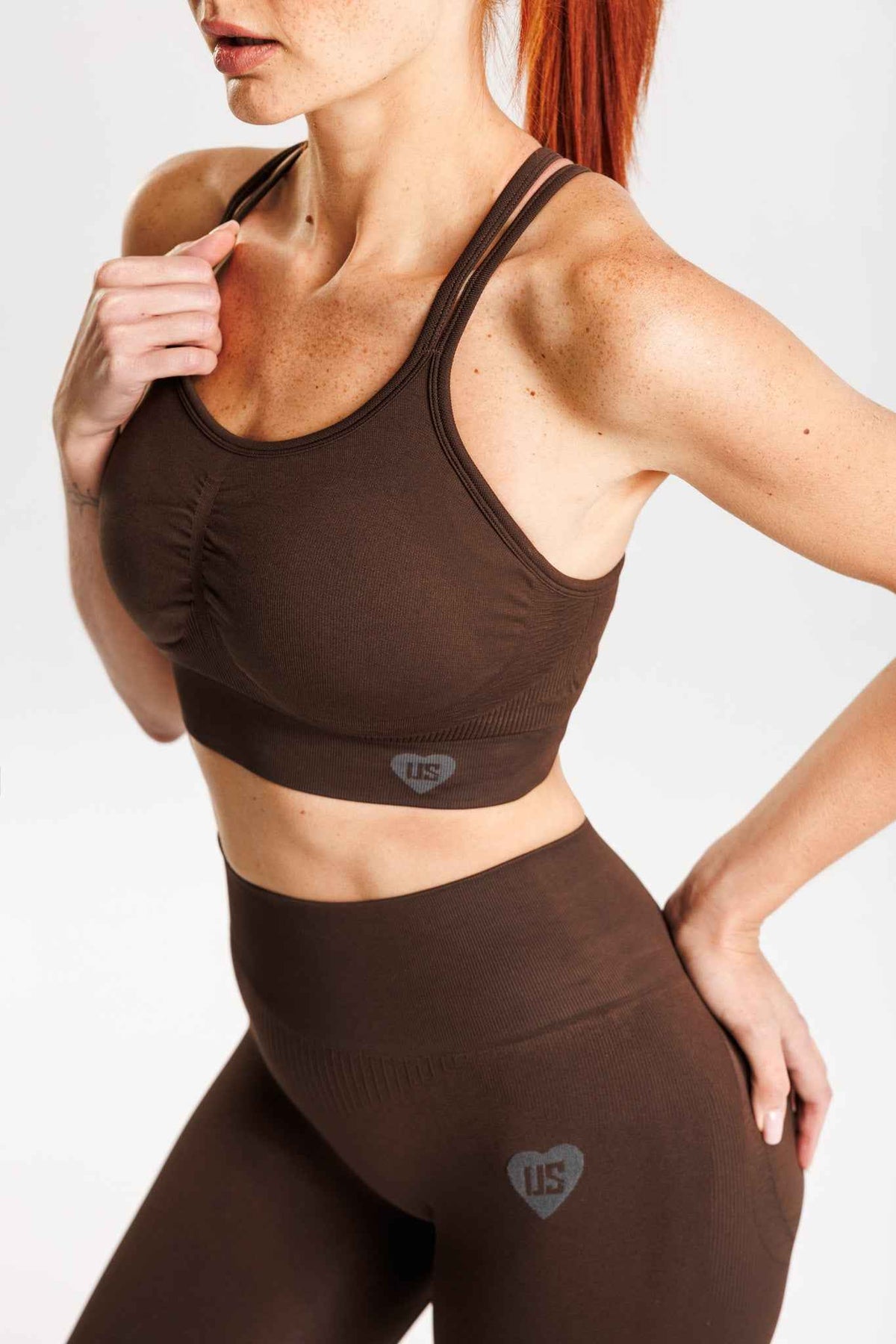 Legginsy bezszwowe PUSH UP PRO II espresso - Nevada