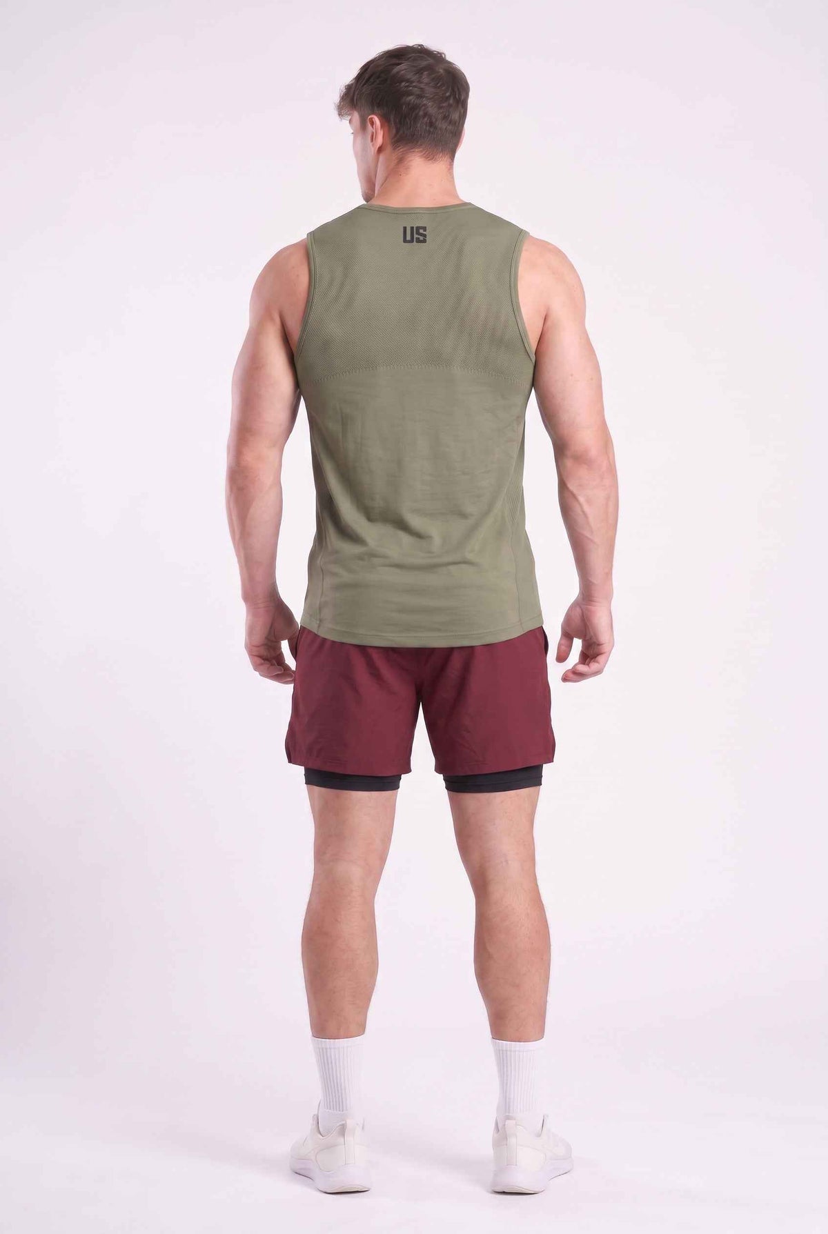 Tank Top męski bezszwowy techniczny khaki - Denver
