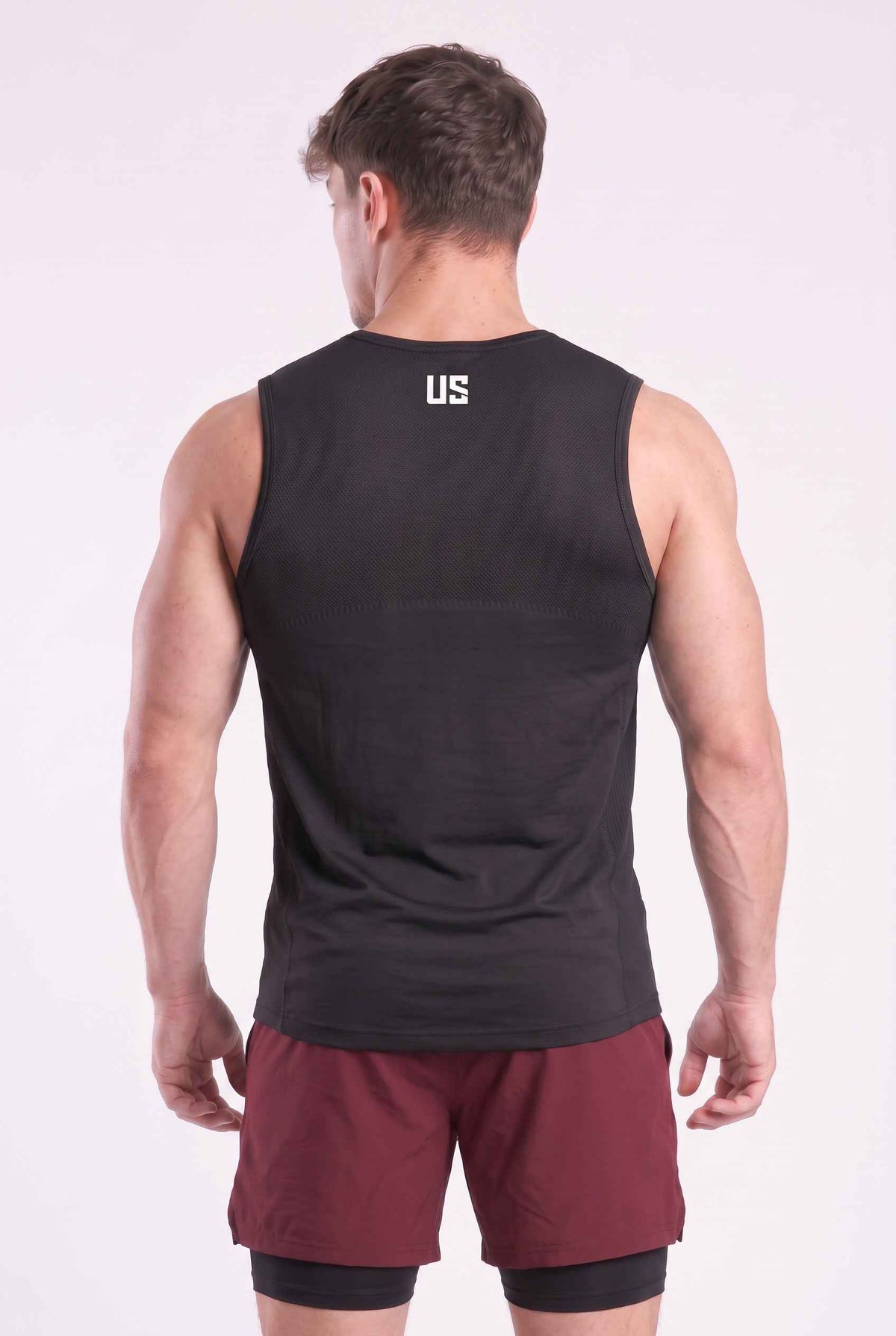 Tank Top męski bezszwowy techniczny czarny - Denver