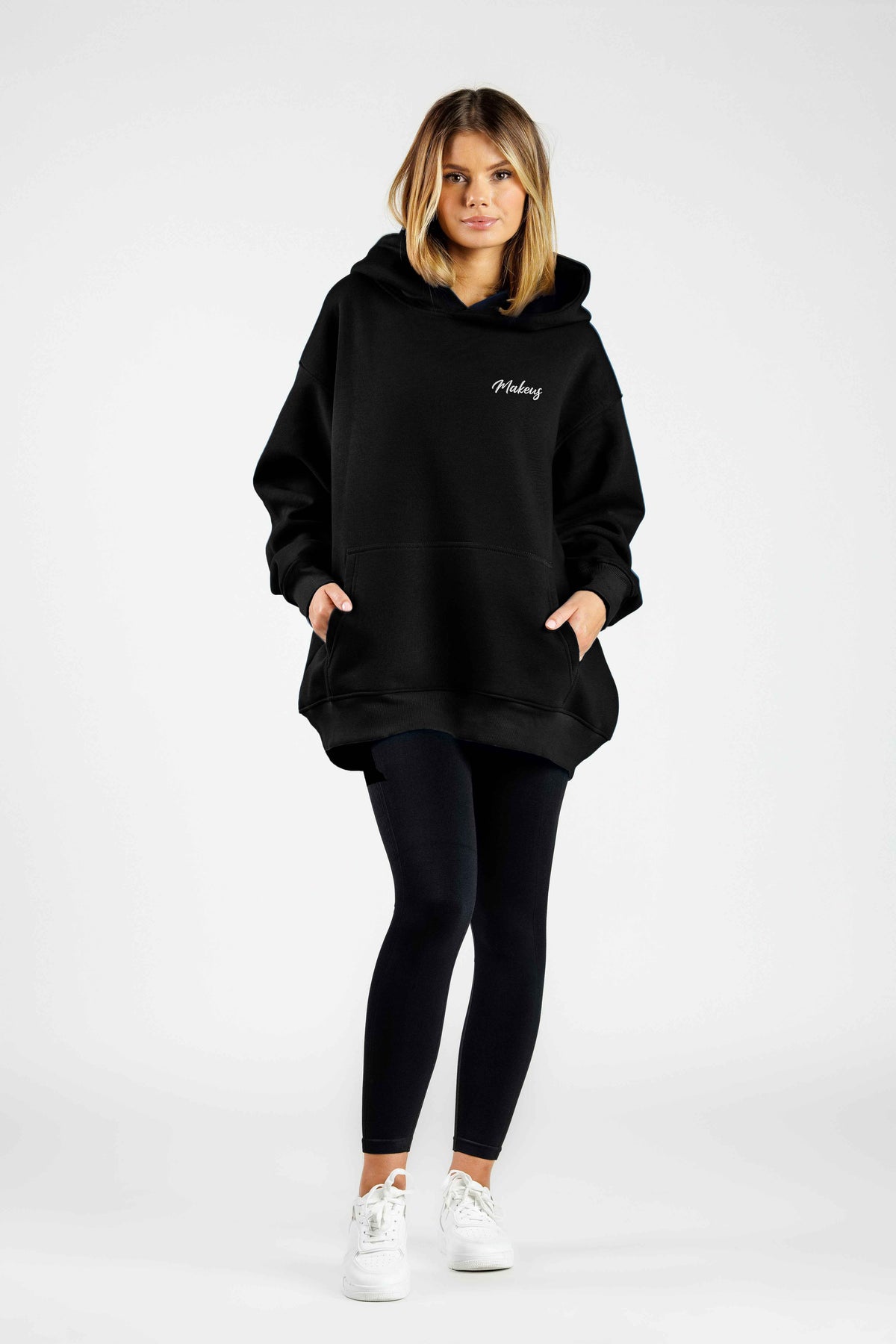Damska bluza dresowa ONE SIZE z kapturem czarna - Ruby SOFT PRO
